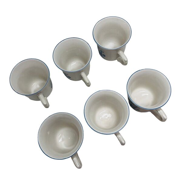 Set of 6 VTG Brick Oven Stoneware Blue White Floral Jardin Bleu Mug Cup Cottage - Picture 13 of 15